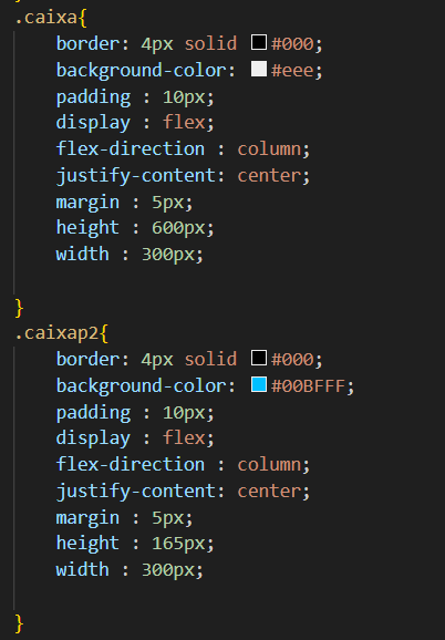 arquivo css das classes caixas
