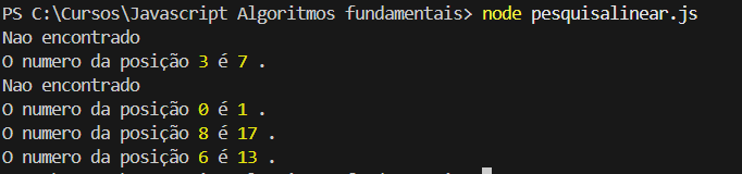 Saída pesquisa linear