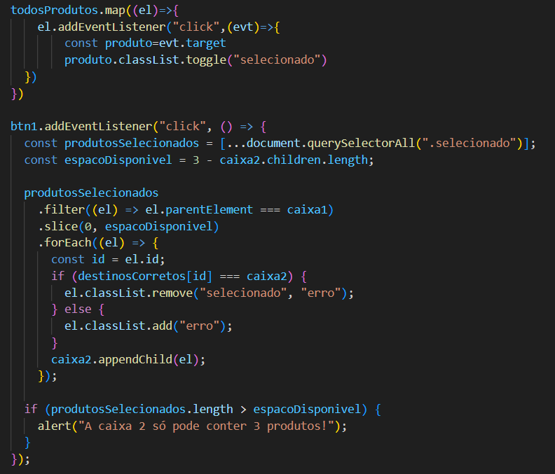arquivo js evento de seleção de card e movimentação